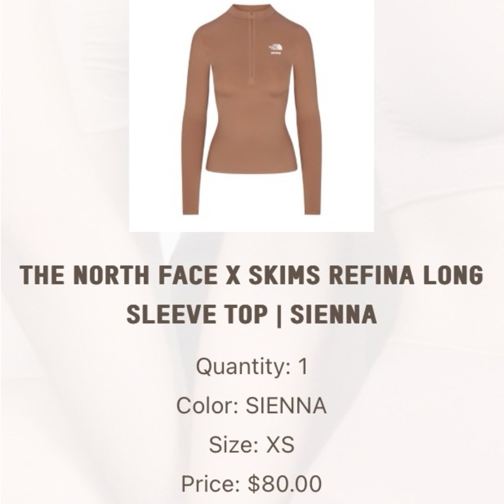 NWT North Face x Skims Refina Long Sleeve Top XS
